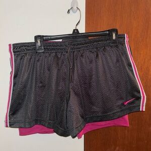 Pink and grey Nike pro shorts